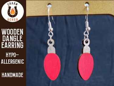 Christmas Lights Wood Dangle Earrings - Christmas Fashion Earring - Dangle Earring - Charm and Char